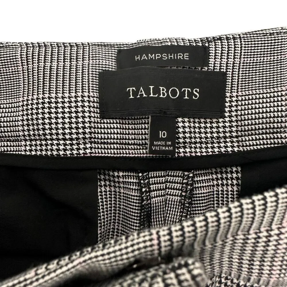 Talbots Womans Hampshire Black Plaid Pant slack size 10